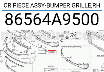 Hyundai / KIA 86564A9500 CR PIECE ASSY-BUMPER GRILLE,RH