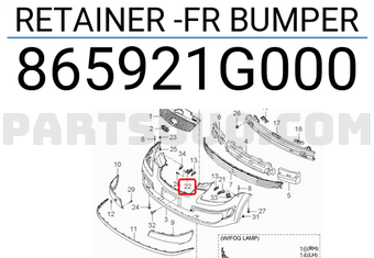 Hyundai / KIA 865921G000 RETAINER -FR BUMPER