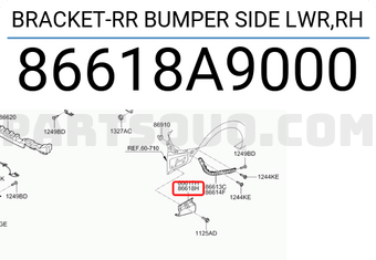 Hyundai / KIA 86618A9000 BRACKET-RR BUMPER SIDE LWR,RH