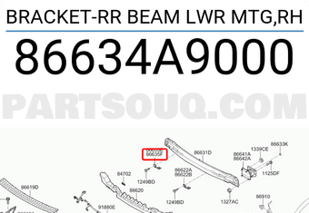 Hyundai / KIA 86634A9000 BRACKET-RR BEAM LWR MTG,RH