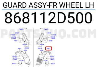 Hyundai / KIA 868112D500 GUARD ASSY-FR WHEEL LH