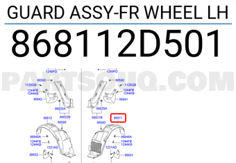 Hyundai / KIA 868112D501 GUARD ASSY-FR WHEEL LH