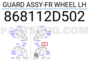 Hyundai / KIA 868112D502 GUARD ASSY-FR WHEEL LH