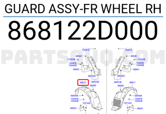 Hyundai / KIA 868122D000 GUARD ASSY-FR WHEEL RH