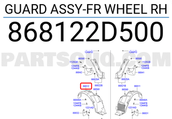 Hyundai / KIA 868122D500 GUARD ASSY-FR WHEEL RH