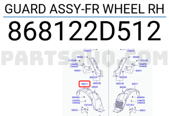 Hyundai / KIA 868122D512 GUARD ASSY-FR WHEEL RH