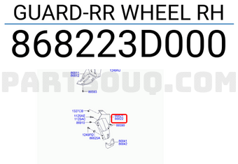 Hyundai / KIA 868223D000 GUARD-RR WHEEL RH