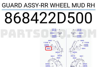Hyundai / KIA 868422D500 GUARD ASSY-RR WHEEL MUD RH