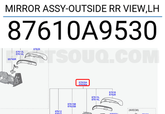 Hyundai / KIA 87610A9530 MIRROR ASSY-OUTSIDE RR VIEW,LH