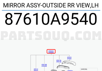Hyundai / KIA 87610A9540 MIRROR ASSY-OUTSIDE RR VIEW,LH