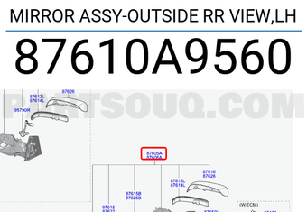 Hyundai / KIA 87610A9560 MIRROR ASSY-OUTSIDE RR VIEW,LH