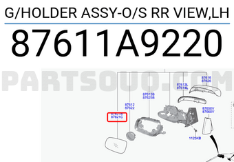 Hyundai / KIA 87611A9220 G/HOLDER ASSY-O/S RR VIEW,LH
