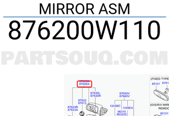 Hyundai / KIA 876200W110 MIRROR ASM