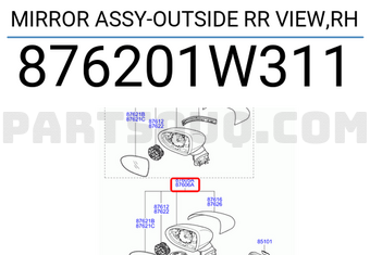 Hyundai / KIA 876201W311 MIRROR ASSY-OUTSIDE RR VIEW,RH