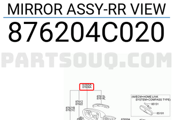 Hyundai / KIA 876204C020 MIRROR ASSY-RR VIEW