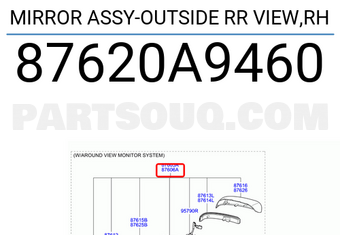 Hyundai / KIA 87620A9460 MIRROR ASSY-OUTSIDE RR VIEW,RH