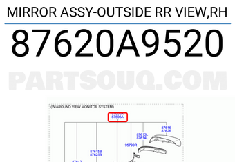 Hyundai / KIA 87620A9520 MIRROR ASSY-OUTSIDE RR VIEW,RH