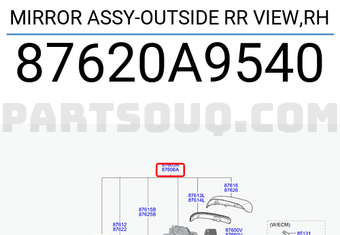 Hyundai / KIA 87620A9540 MIRROR ASSY-OUTSIDE RR VIEW,RH
