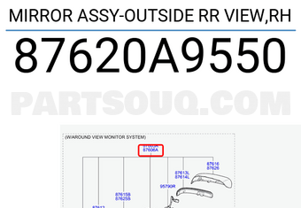 Hyundai / KIA 87620A9550 MIRROR ASSY-OUTSIDE RR VIEW,RH