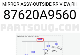 Hyundai / KIA 87620A9560 MIRROR ASSY-OUTSIDE RR VIEW,RH