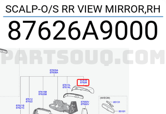 Hyundai / KIA 87626A9000 SCALP-O/S RR VIEW MIRROR,RH