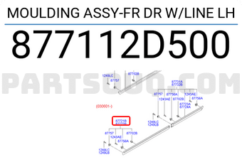 Hyundai / KIA 877112D500 MOULDING ASSY-FR DR W/LINE LH