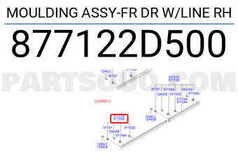 Hyundai / KIA 877122D500 MOULDING ASSY-FR DR W/LINE RH