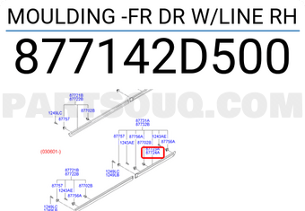 Hyundai / KIA 877142D500 MOULDING -FR DR W/LINE RH