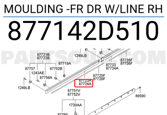 Hyundai / KIA 877142D510 MOULDING -FR DR W/LINE RH
