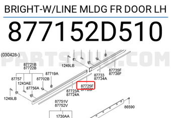 Hyundai / KIA 877152D510 BRIGHT-W/LINE MLDG FR DOOR LH