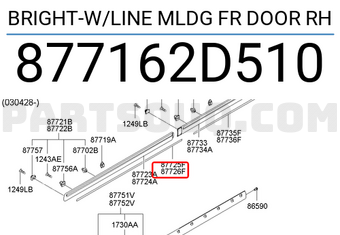 Hyundai / KIA 877162D510 BRIGHT-W/LINE MLDG FR DOOR RH