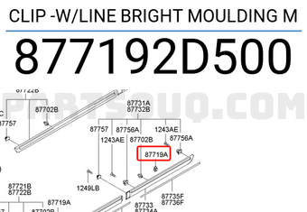 Hyundai / KIA 877192D500 CLIP -W/LINE BRIGHT MOULDING M