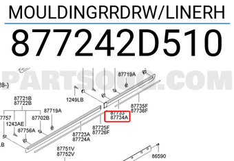 Hyundai / KIA 877242D510 MOULDINGRRDRW/LINERH