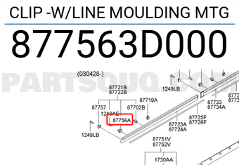 Hyundai / KIA 877563D000 CLIP -W/LINE MOULDING MTG