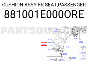 Hyundai / KIA 881001E000ORE CUSHION ASSY-FR SEAT,PASSENGER