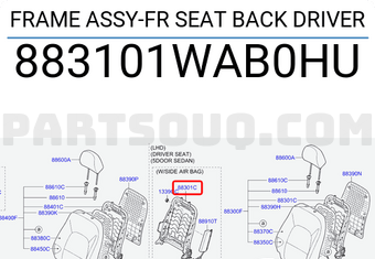 Hyundai / KIA 883101WAB0HU FRAME ASSY-FR SEAT BACK DRIVER