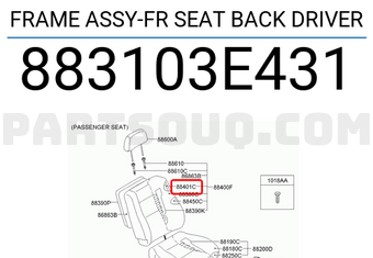 Hyundai / KIA 883103E431 FRAME ASSY-FR SEAT BACK DRIVER
