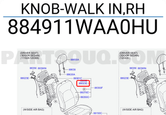 Hyundai / KIA 884911WAA0HU KNOB-WALK IN,RH