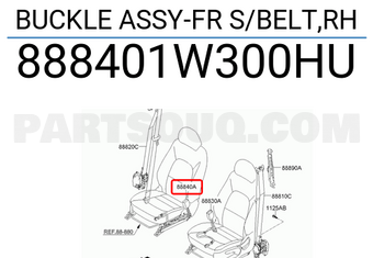 Hyundai / KIA 888401W300HU BUCKLE ASSY-FR S/BELT,RH