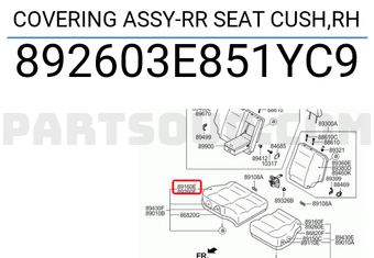 Hyundai / KIA 892603E851YC9 COVERING ASSY-RR SEAT CUSH,RH