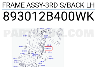 Hyundai / KIA 893012B400WK FRAME ASSY-3RD S/BACK LH