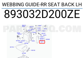 Hyundai / KIA 893032D200ZE WEBBING GUIDE-RR SEAT BACK LH