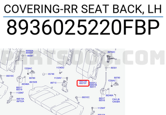 Hyundai / KIA 8936025220FBP COVERING-RR SEAT BACK, LH