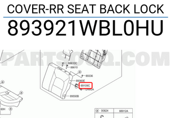 Hyundai / KIA 893921WBL0HU COVER-RR SEAT BACK LOCK