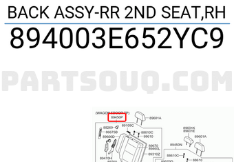 Hyundai / KIA 894003E652YC9 BACK ASSY-RR 2ND SEAT,RH
