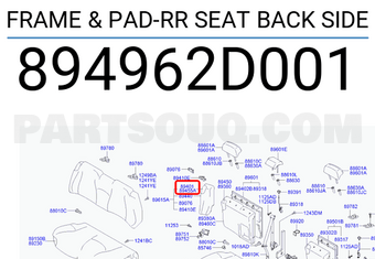 Hyundai / KIA 894962D001 FRAME & PAD-RR SEAT BACK SIDE