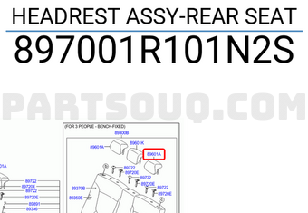 Hyundai / KIA 897001R101N2S HEADREST ASSY-REAR SEAT