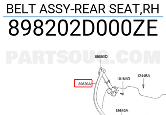 Hyundai / KIA 898202D000ZE BELT ASSY-REAR SEAT,RH