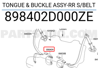 Hyundai / KIA 898402D000ZE TONGUE & BUCKLE ASSY-RR S/BELT