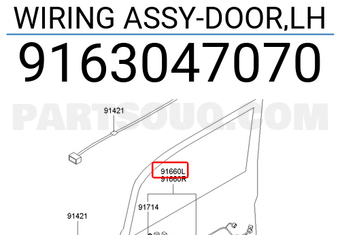 Hyundai / KIA 9163047070 WIRING ASSY-DOOR,LH